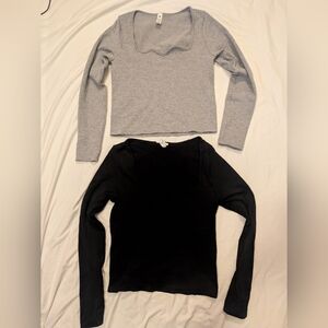 Square Sweetheart Long Sleeve Ribbed Top 2 For 1!